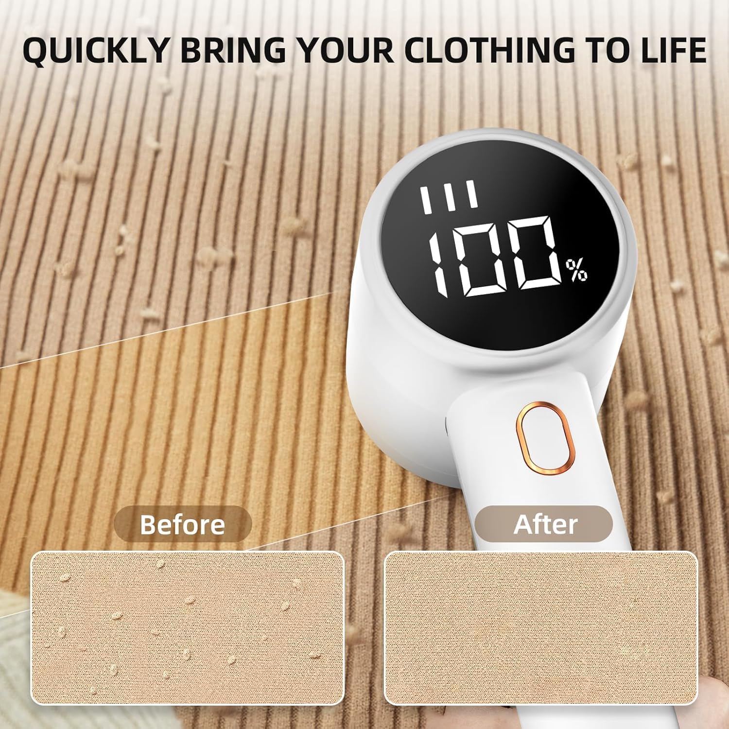 Electric Lint Remover - Rechargeable Lint Shaver - With LED Display - 3 Speeds - Sweater Depiller - White V1189-HB003WSRH00006
