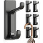Black Towel Hooks - Set of 6 - Self-Adhesive Wall Hooks - No Drilling Required - For Bathroom & Kitchen V1189-HB003WSRH00012