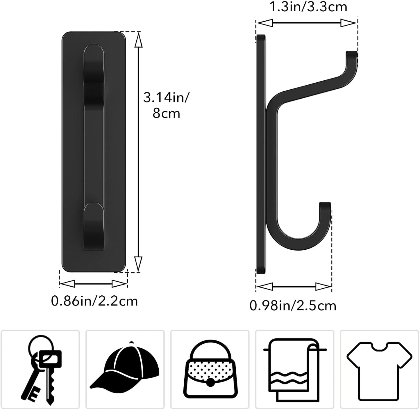 Towel Hooks Gold - Set of 6 - Self-Adhesive Wall Hooks - No Drilling - For Bathroom & Kitchen V1189-HB003WSRH00014