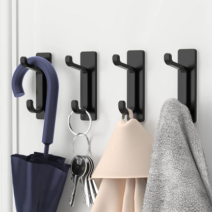 White Towel Hooks - Set of 6 - Self-Adhesive Wall Hooks - No Drilling Required - For Bathroom & Kitchen V1189-HB003WSRH00015