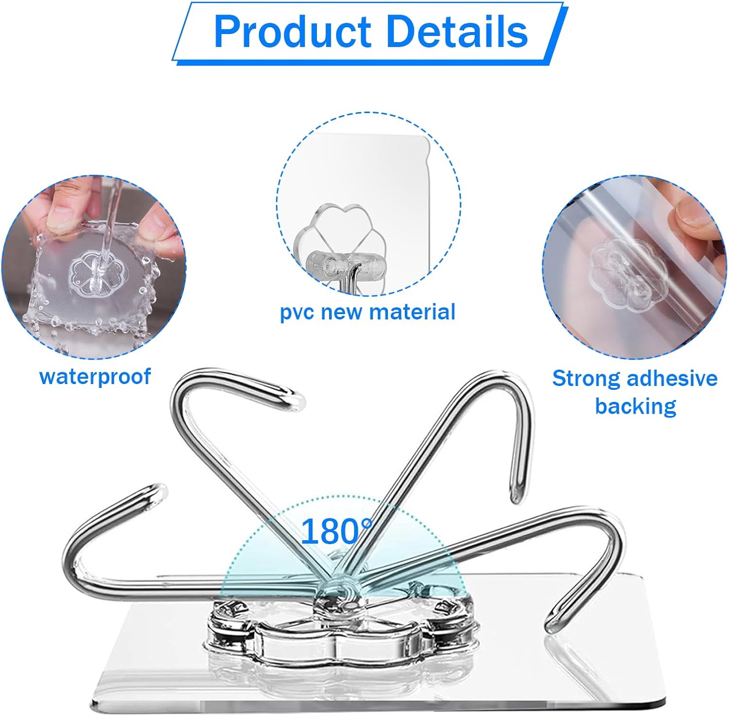 Self-Adhesive Hooks Transparent - Set of 30 - Wall Hooks No Drilling - For Bathroom & Kitchen V1189-HB003WSRH00017