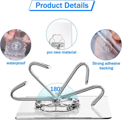 Self-Adhesive Hooks Transparent - Set of 30 - Wall Hooks No Drilling - For Bathroom & Kitchen V1189-HB003WSRH00017