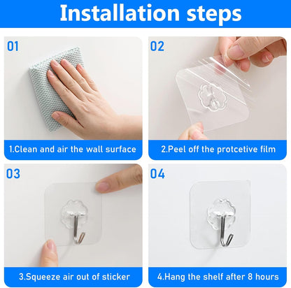 Self-Adhesive Hooks Transparent - Set of 30 - Wall Hooks No Drilling - For Bathroom & Kitchen V1189-HB003WSRH00017