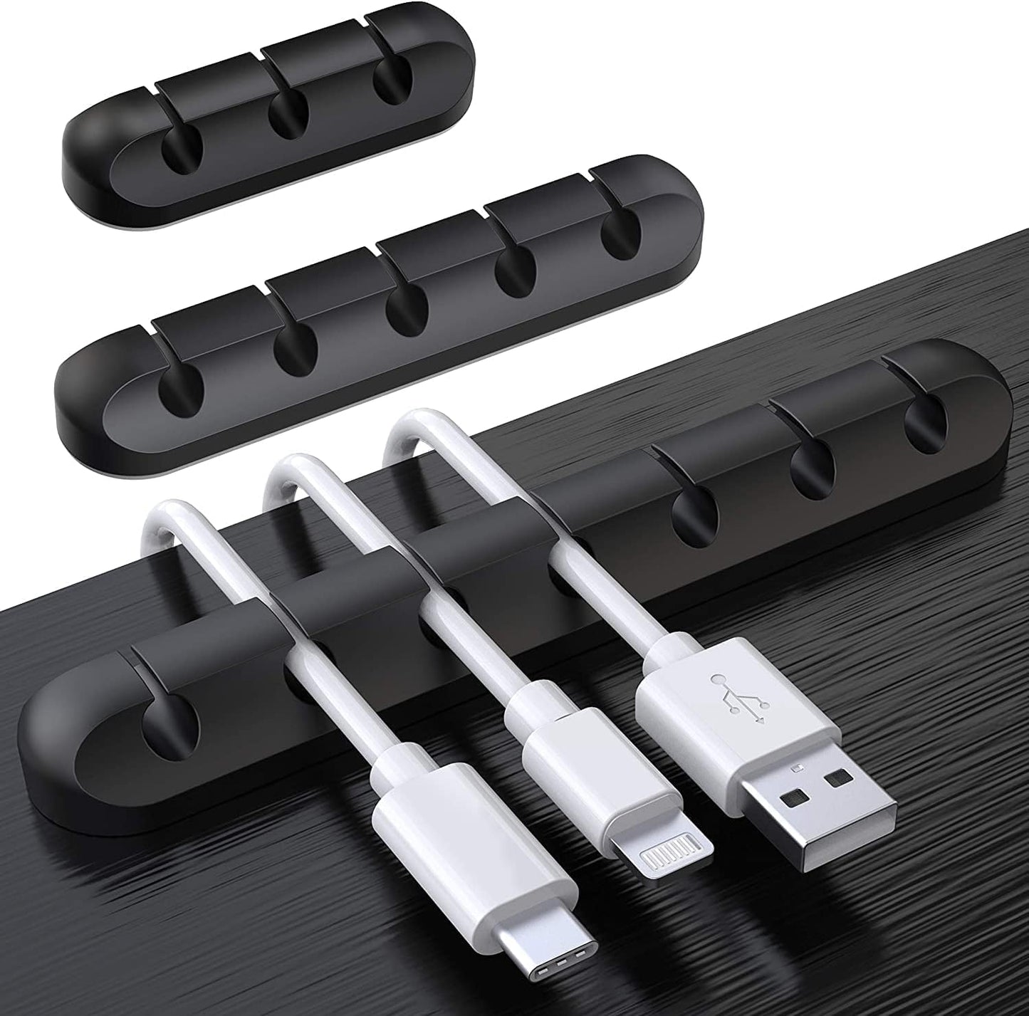 Black Cable Clips - Set of 3 - Self-Adhesive Cable Holders - Cable Management for Desk & Office V1189-HB003WSRH00020