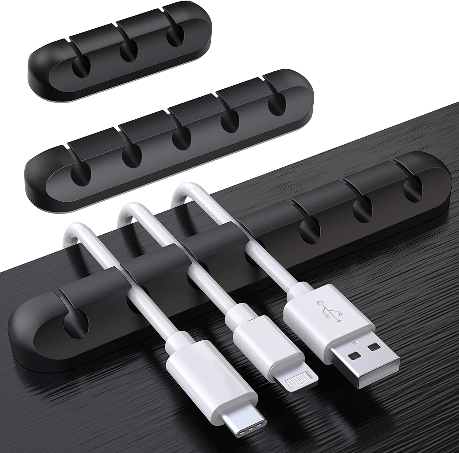 Black Cable Clips - Set of 3 - Self-Adhesive Cable Holders - Cable Management for Desk & Office V1189-HB003WSRH00020
