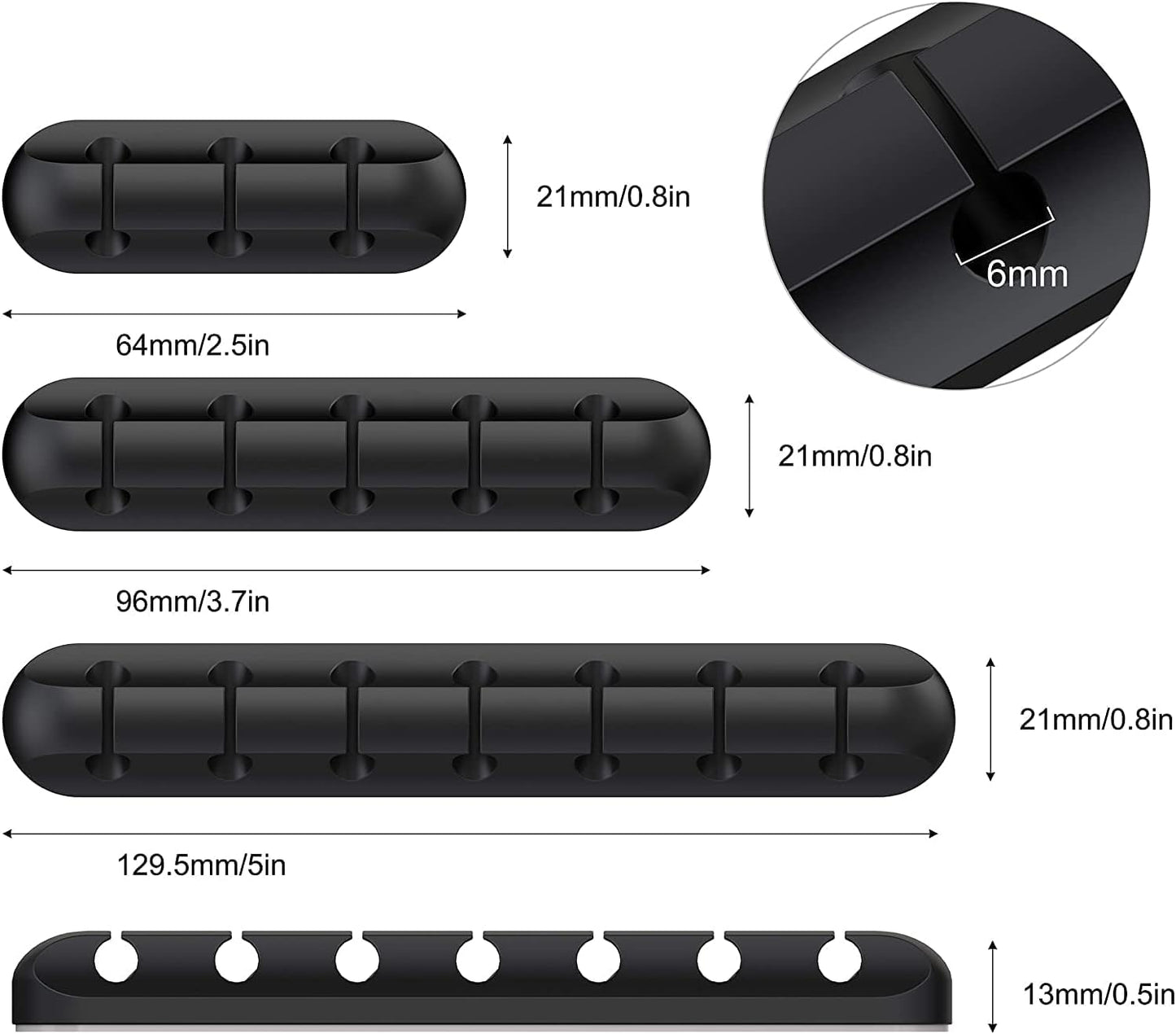 Black Cable Clips - Set of 3 - Self-Adhesive Cable Holders - Cable Management for Desk & Office V1189-HB003WSRH00020