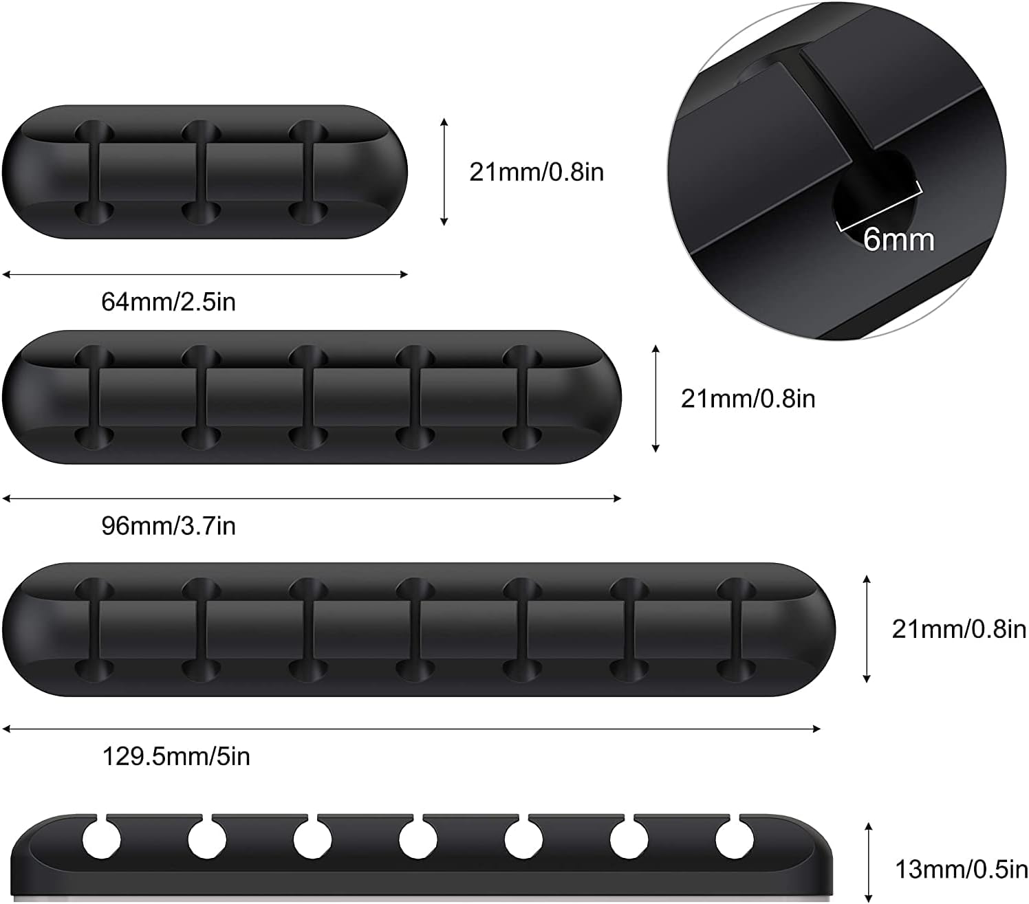 Black Cable Clips - Set of 3 - Self-Adhesive Cable Holders - Cable Management for Desk & Office V1189-HB003WSRH00020