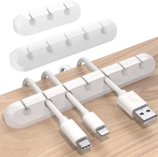 White Cable Clips - Set of 3 - Self-Adhesive Cable Holders - Cable Management for Desk & Office V1189-HB003WSRH00021
