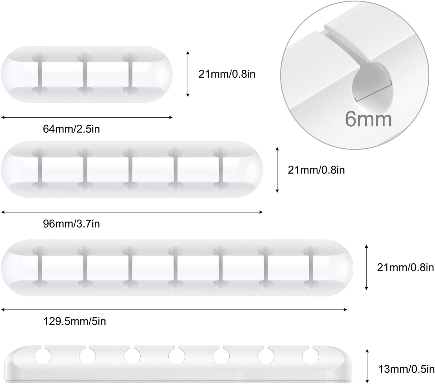 White Cable Clips - Set of 3 - Self-Adhesive Cable Holders - Cable Management for Desk & Office V1189-HB003WSRH00021