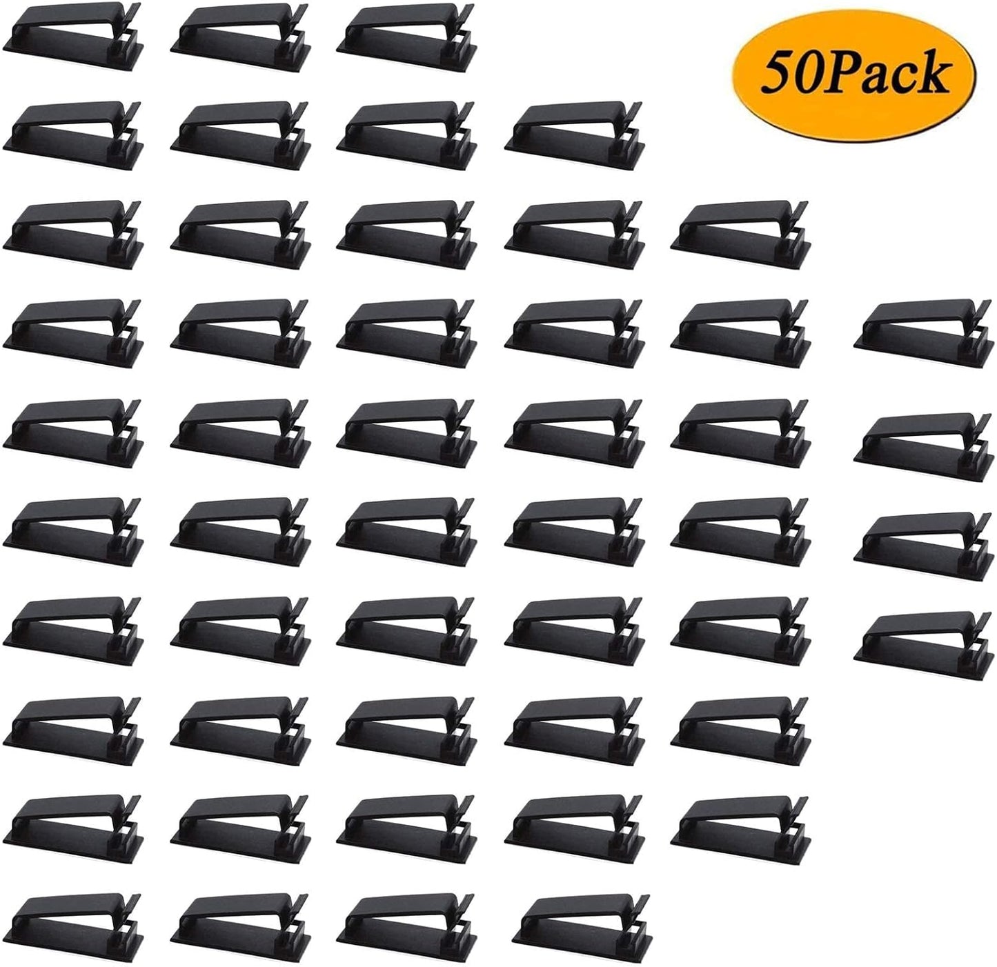 Adjustable Cable Clamps Black - Set of 50 - Self-Adhesive Cable Clips - Cable Management for Desk & TV V1189-HB003WSRH00023