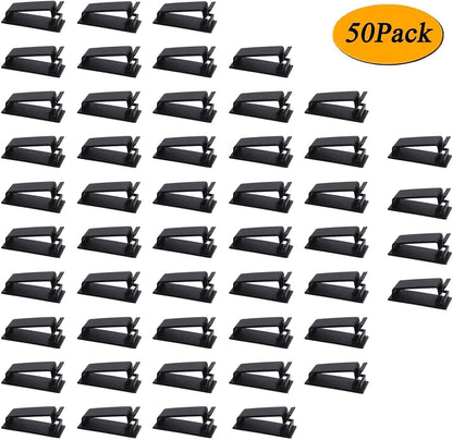 Adjustable Cable Clamps Black - Set of 50 - Self-Adhesive Cable Clips - Cable Management for Desk & TV V1189-HB003WSRH00023