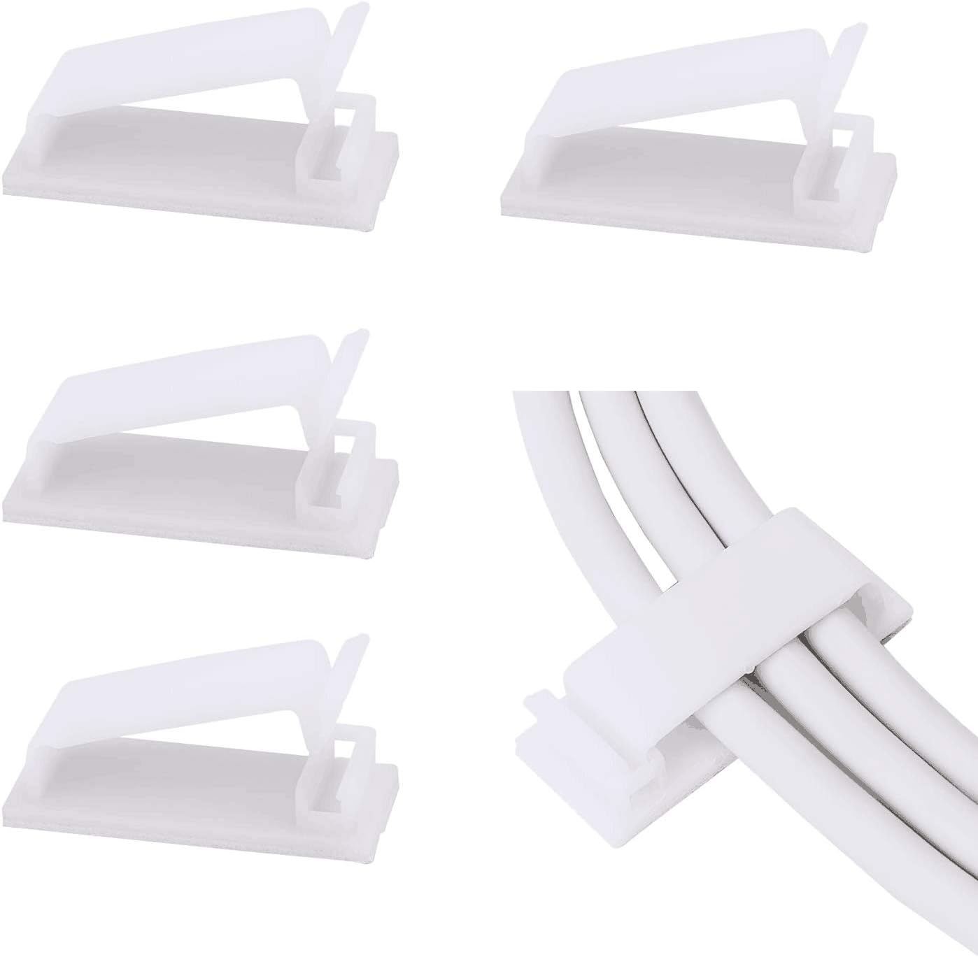Adjustable Cable Clamps White - Set of 50 - Self-Adhesive Cable Clips - Cable Management for Desk & TV V1189-HB003WSRH00024