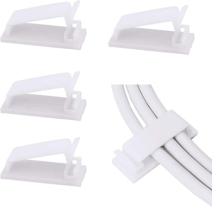 Adjustable Cable Clamps White - Set of 50 - Self-Adhesive Cable Clips - Cable Management for Desk & TV V1189-HB003WSRH00024