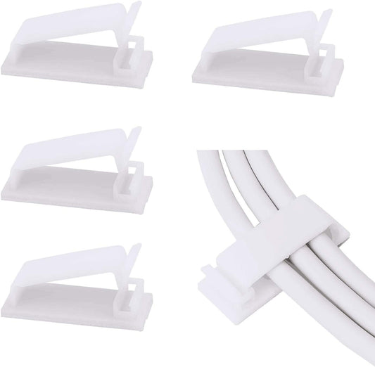 Adjustable Cable Clamps White - Set of 50 - Self-Adhesive Cable Clips - Cable Management for Desk & TV V1189-HB003WSRH00024
