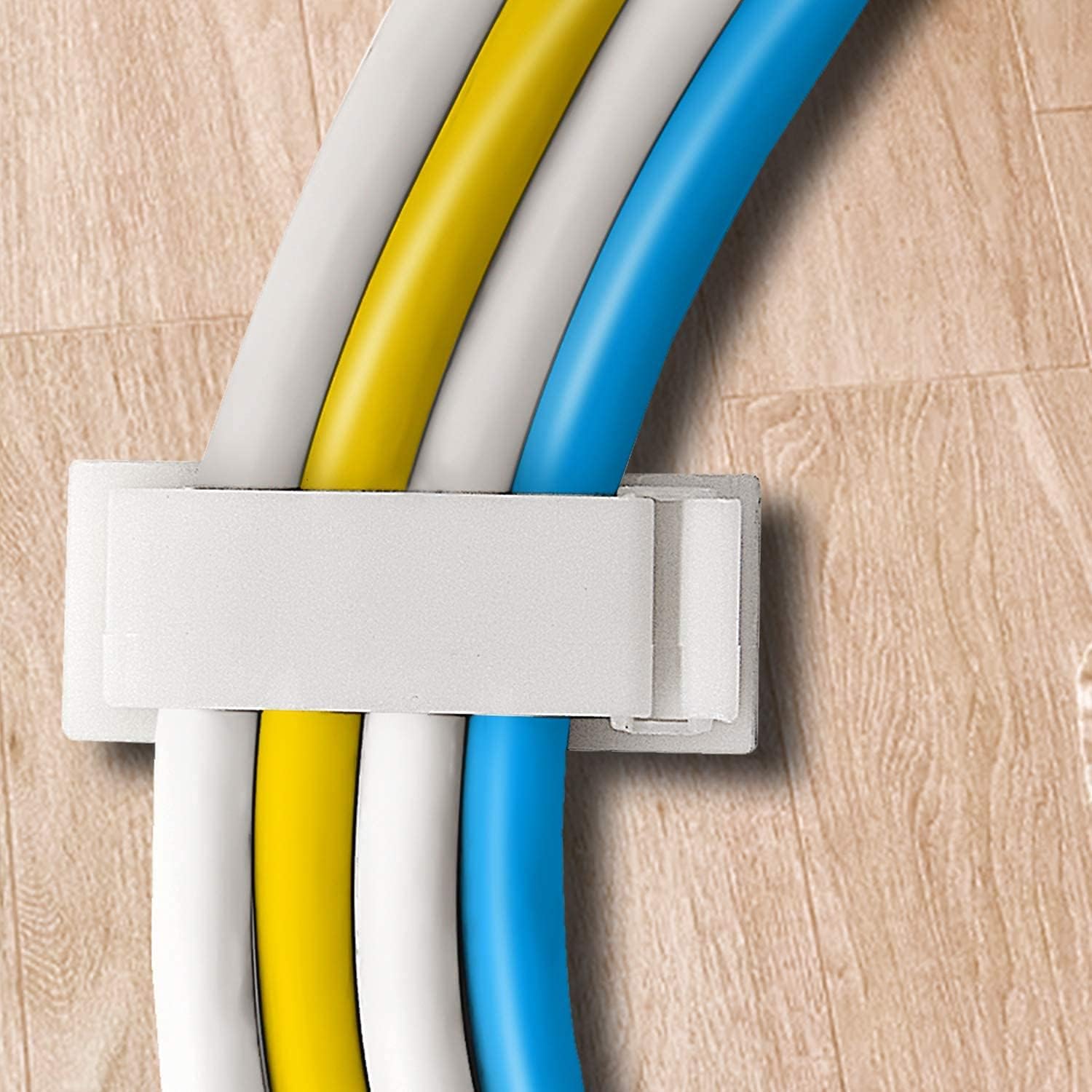 Adjustable Cable Clamps White - Set of 50 - Self-Adhesive Cable Clips - Cable Management for Desk & TV V1189-HB003WSRH00024