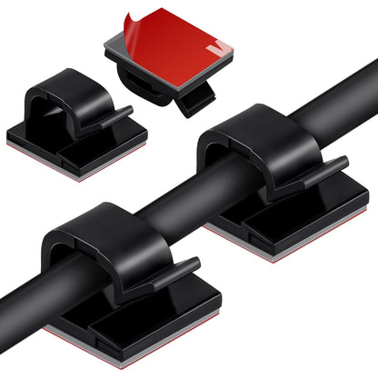 Black Cable Clips - Set of 60 - Self-Adhesive Cable Holders - Cable Management for Desk & TV - No Drilling V1189-HB003WSRH00027