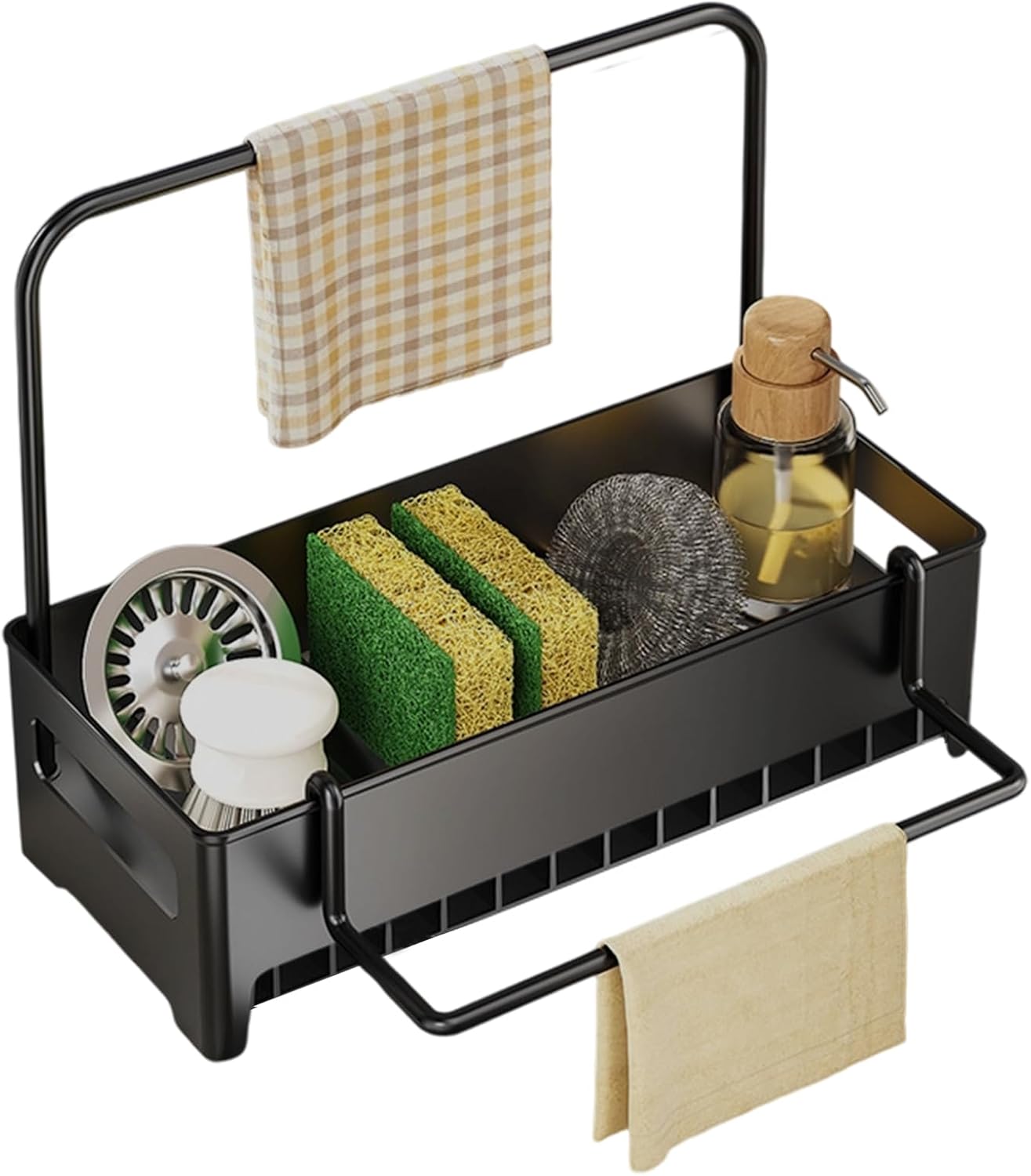 Sink Organizer with Towel Rack - Sponge Holder Kitchen - Countertop Storage Rack - For Sponges & Brushes V1189-HB003WSRH00032