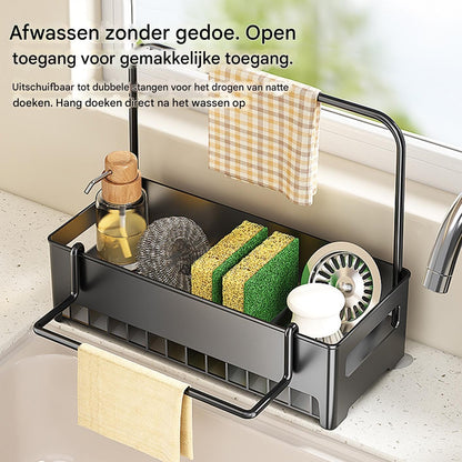 Sink Organizer with Towel Rack - Sponge Holder Kitchen - Countertop Storage Rack - For Sponges & Brushes V1189-HB003WSRH00032