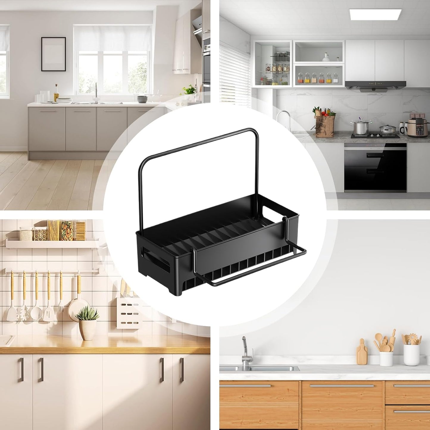 Sink Organizer with Towel Rack - Sponge Holder Kitchen - Countertop Storage Rack - For Sponges & Brushes V1189-HB003WSRH00032