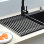 Roll-up Dish Draining Rack Black - 43 x 35 cm - Sink Roll Mat - Draining Grid for Dishes & Vegetables V1189-HB003WSRH00033