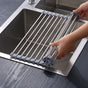 Roll-up Dish Draining Rack Grey - 43 x 35 cm - Sink Roll Mat - Draining Grid for Dishes & Vegetables V1189-HB003WSRH00034