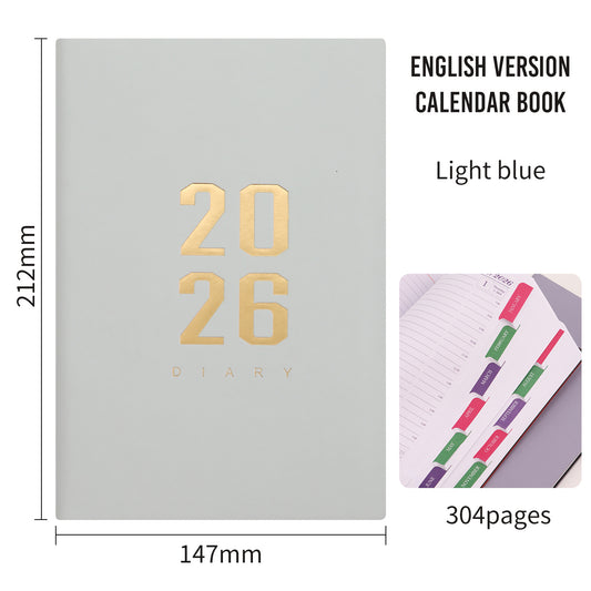 2026 Agenda - Daily Agenda - A5 Format - 1 Day per Page - 304 Pages - [light blue] - Hardcover V1189-HB003WSRI00011
