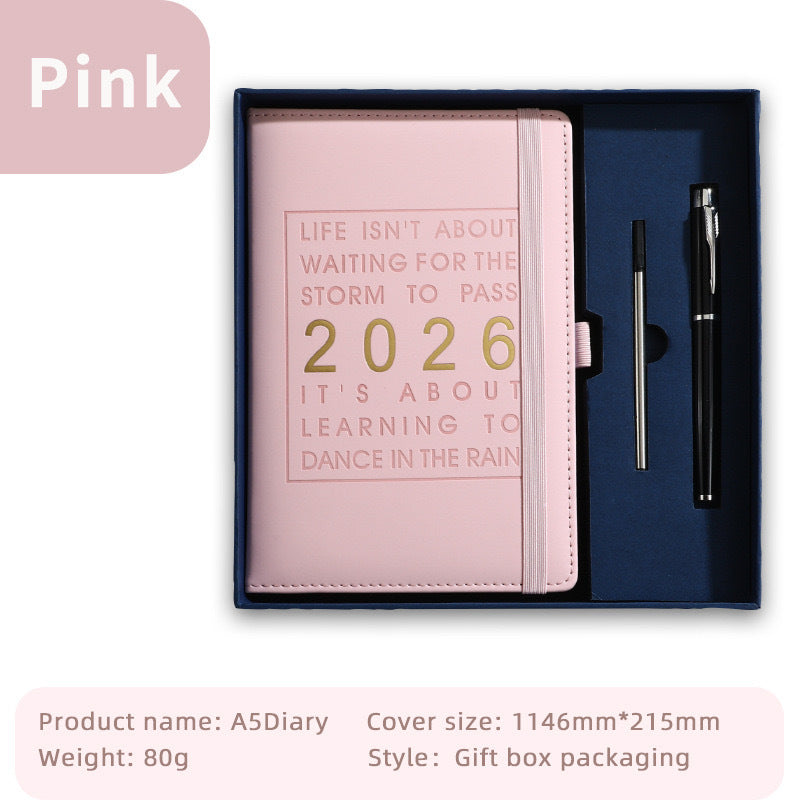 Agenda 2026 - Daily Agenda & Planner - A5 Format - 365 Day Overview - Hardcover - [Pink] V1189-HB003WSRI00019