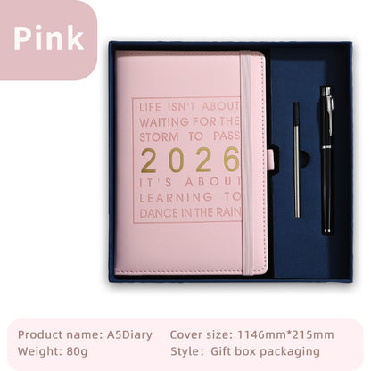 Agenda 2026 - Daily Agenda & Planner - A5 Format - 365 Day Overview - Hardcover - [Pink] V1189-HB003WSRI00019