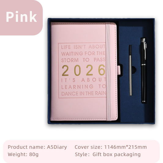 Agenda 2026 - Daily Agenda & Planner - A5 Format - 365 Day Overview - Hardcover - [Pink] V1189-HB003WSRI00019