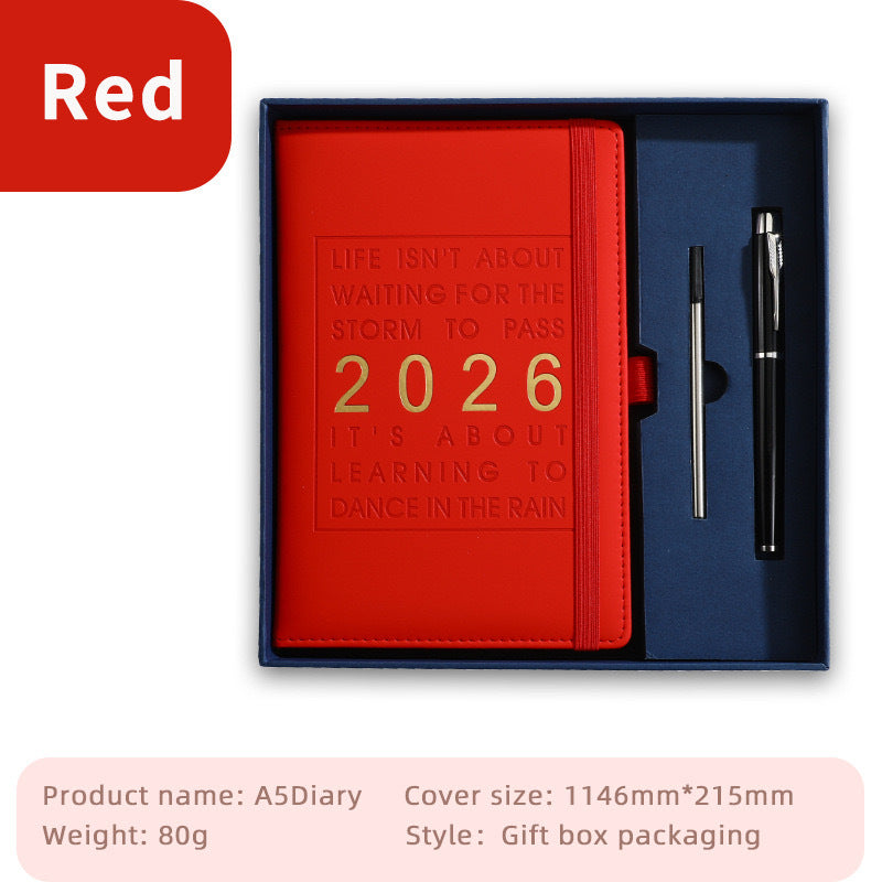 Agenda 2026 - Daily Agenda & Planner - A5 Format - 365 Day Overview - Hardcover - [Red] V1189-HB003WSRI00020