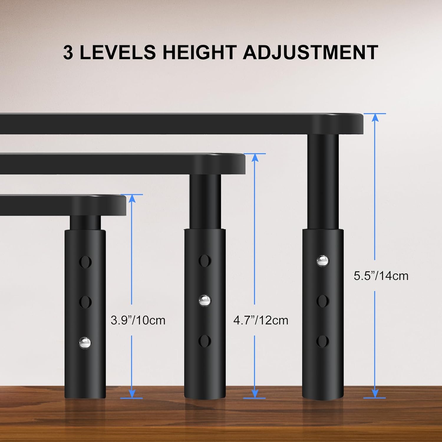 Metal Monitor Riser - Screen Stand - Adjustable in 3 Heights - Black V1189-HB003WSRI00022