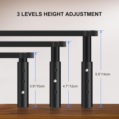 Metal Monitor Riser - Screen Stand - Adjustable in 3 Heights - Black V1189-HB003WSRI00022