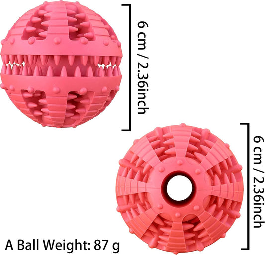 Dog Toys - 2 Pieces Teeth Cleaning Balls - Natural Rubber with Treat - Tear-Resistant - For Dogs and Cats V1189-HB003WSRR00003