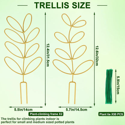 Plant Support Climbing Plants - Leaf-Shaped Plant Climbing Rack - Decorative Plant Stick for Indoors - V1189-HB003WSRR00005