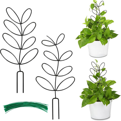 Plant Support Climbing Plants - Leaf-Shaped Plant Climbing Rack - Decorative Plant Pole for Indoor Use - V1189-HB003WSRR00006