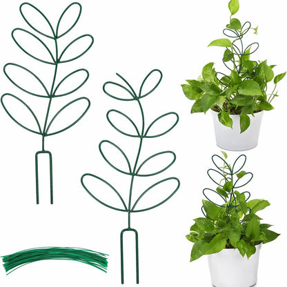 Plant Support Climbing Plants - Leaf-Shaped Plant Climbing Rack - Decorative Plant Pole for Indoor Use - V1189-HB003WSRR00007