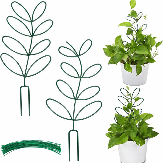 Plant Support Climbing Plants - Leaf-Shaped Plant Climbing Rack - Decorative Plant Pole for Indoor Use - V1189-HB003WSRR00007