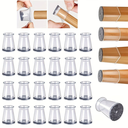 Chair Leg Caps Set of 24 - 16-22 mm - Round - Transparent Silicone - Floor Protectors for Wooden Floors V1189-HB003WSRT00011