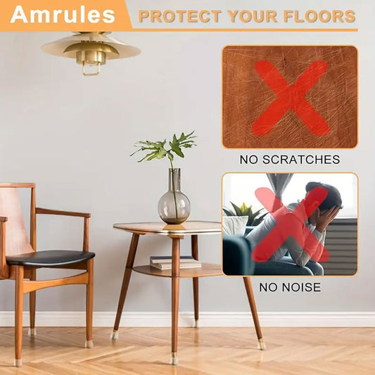 Chair Leg Caps Set of 24 - 16-22 mm - Round - Transparent Silicone - Floor Protectors for Wooden Floors V1189-HB003WSRT00011