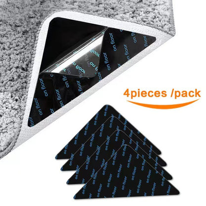 Rug Stoppers - Set of 4 - Anti-Slip for Carpet - Washable & Reusable - Triangular Black V1189-HB003WSRT00015