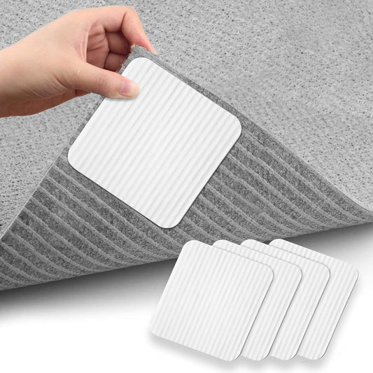 Rug Stoppers Square - Set of 4 - 10 x 10 cm - Anti-Slip Pads for Carpet - Washable & Reusable - White V1189-HB003WSRT00017