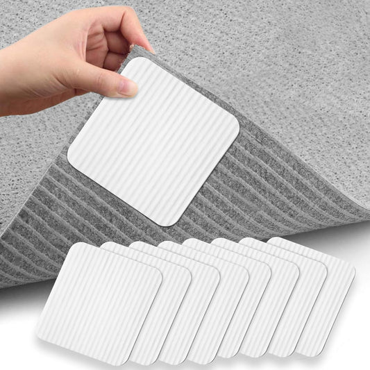 Rug Stoppers Square - Set of 8 - 10 x 10 cm - Anti-Slip Pads for Carpet - Washable & Reusable - White V1189-HB003WSRT00018