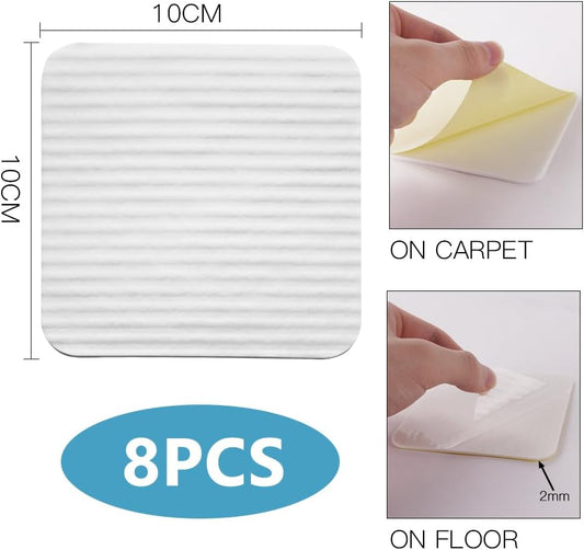 Rug Stoppers Square - Set of 8 - 10 x 10 cm - Anti-Slip Pads for Carpet - Washable & Reusable - White V1189-HB003WSRT00018