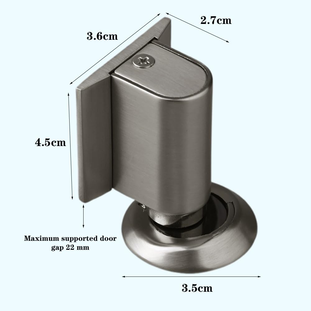 Magnetic Door Stopper Floor Gray - No Drilling - Self-adhesive - Metal - Including Raising Disc V1189-HB003WSRT00026
