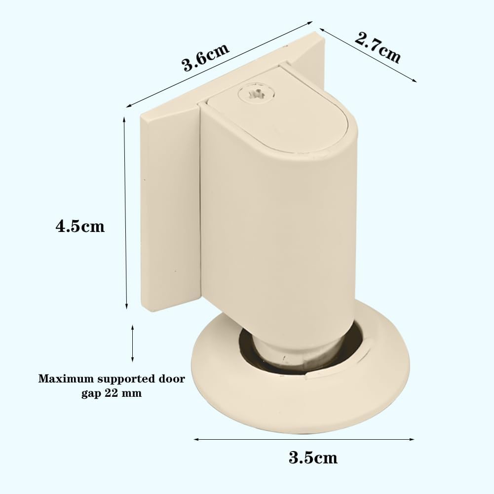 Magnetic Door Stopper Floor White - No Drilling - Self-adhesive - Metal - Including Raising Disc V1189-HB003WSRT00027