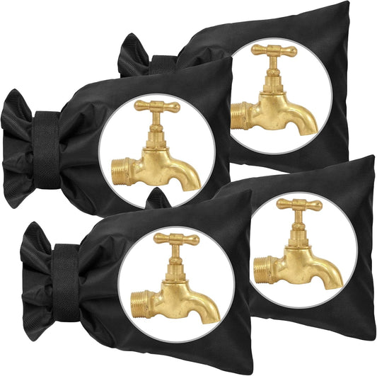 Outdoor tap covers set of 4 - thermal frost protection - waterproof tap protectors - black V1189-HB003WSRT00032