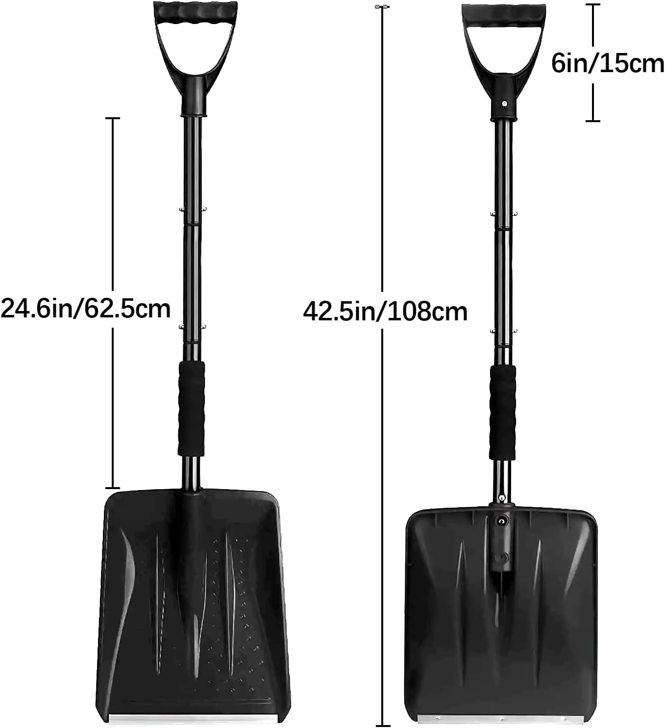 Snow Shovel - Lightweight & Portable - Snow Plow for Car, Driveway & Camping - Black V1189-HB003WSRT00033