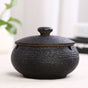 Ceramic Ashtray with Lid - Black - Wind Ashtray for Outdoor & Indoor Use - Decorative & Anti-Odor V1189-HB003WSRT00052