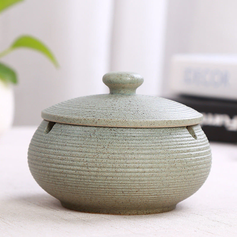 Ceramic Ashtray with Lid - Green - Wind Ashtray for Outdoor & Indoor - Decorative & Anti-Odor V1189-HB003WSRT00053