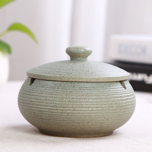 Ceramic Ashtray with Lid - Green - Wind Ashtray for Outdoor & Indoor - Decorative & Anti-Odor V1189-HB003WSRT00053